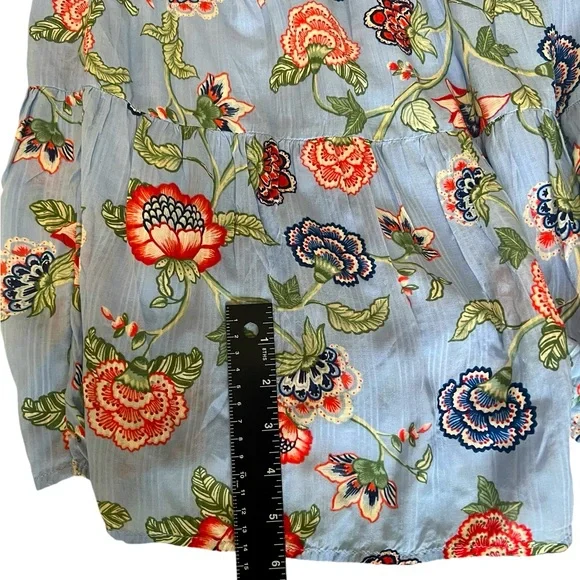 Loft Petites Size XXSP Light Blue Midi Dress with Flowers NWOT - Picture 7 of 8